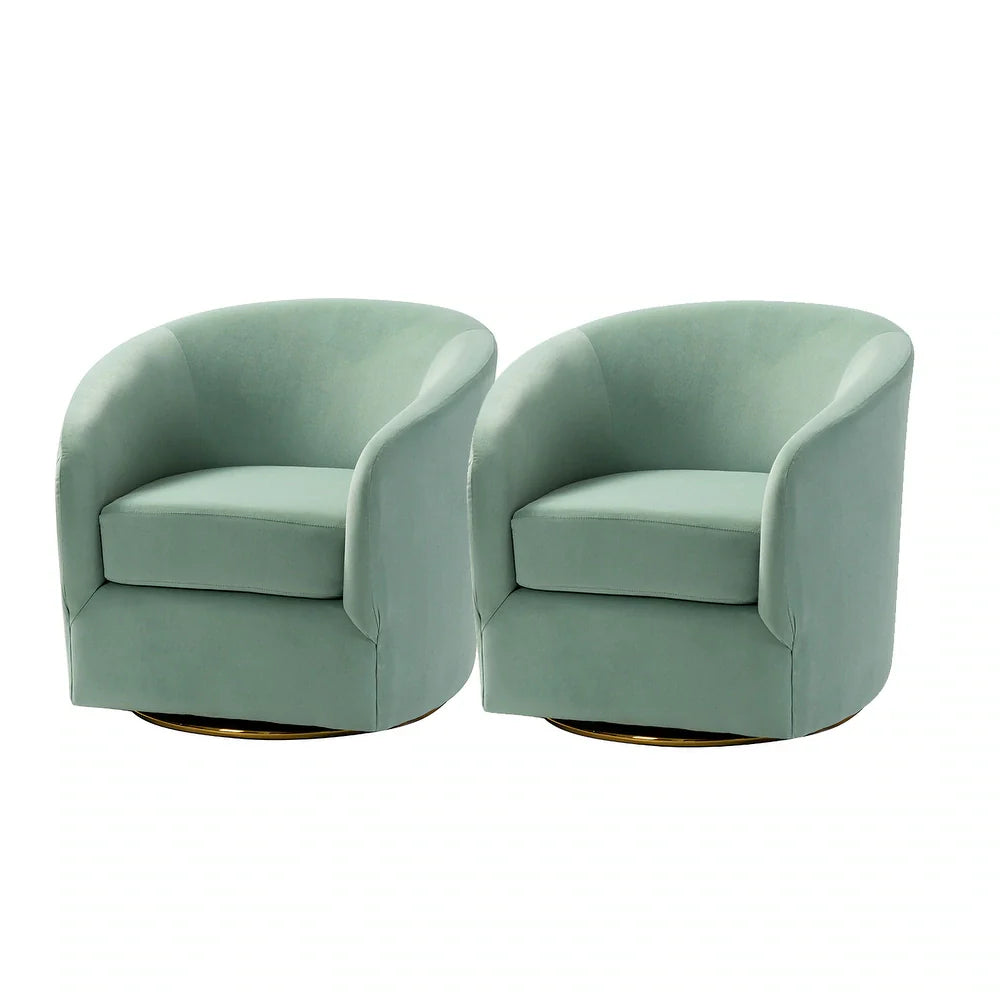 Eleuterio Modern Upholstered Swivel Accent Barrel Chair with Metal Base Set of 2