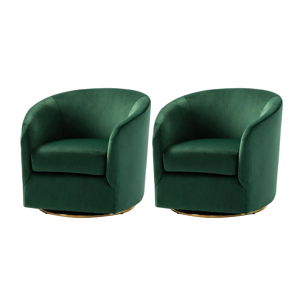 Eleuterio Modern Upholstered Swivel Accent Barrel Chair with Metal Base Set of 2