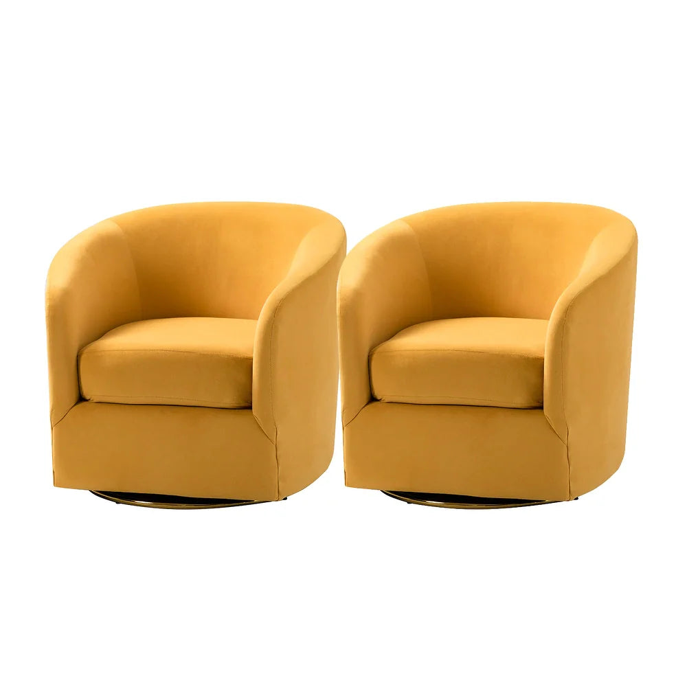 Eleuterio Modern Upholstered Swivel Accent Barrel Chair with Metal Base Set of 2