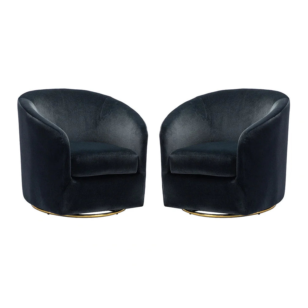 Eleuterio Modern Upholstered Swivel Accent Barrel Chair with Metal Base Set of 2