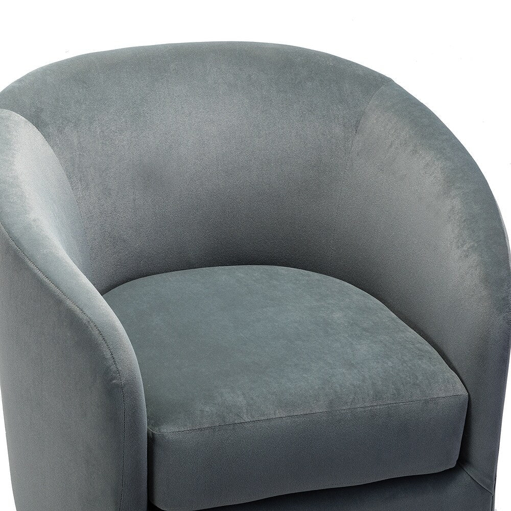 Eleuterio Modern Velvet Curved Swivel Accent Barrel Chair with Metal Base