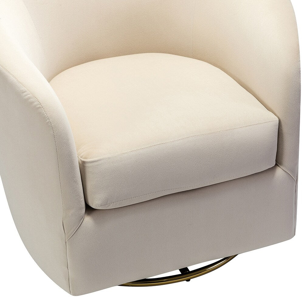 Eleuterio Modern Velvet Curved Swivel Accent Barrel Chair with Metal Base