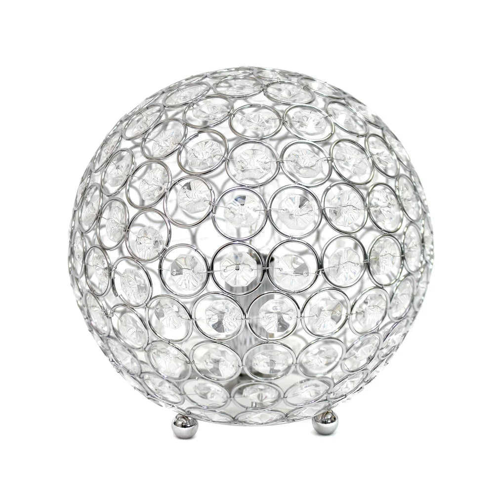 Elipse Medium 8" Metal Crystal Round Sphere Table Lamp