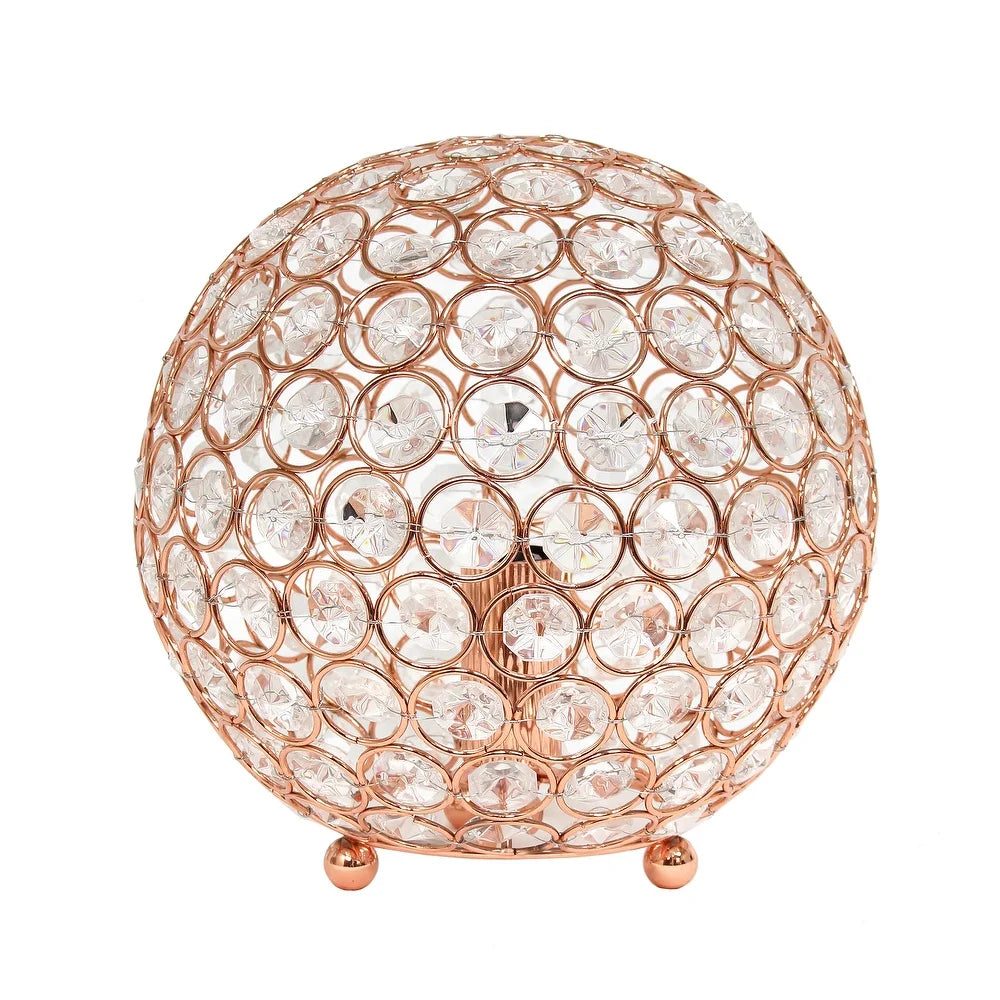 Elipse Medium 8" Metal Crystal Round Sphere Table Lamp