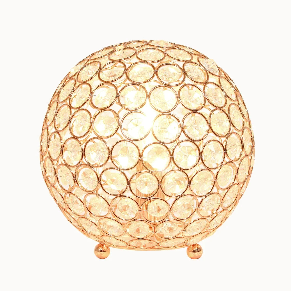 Elipse Medium 8" Metal Crystal Round Sphere Table Lamp