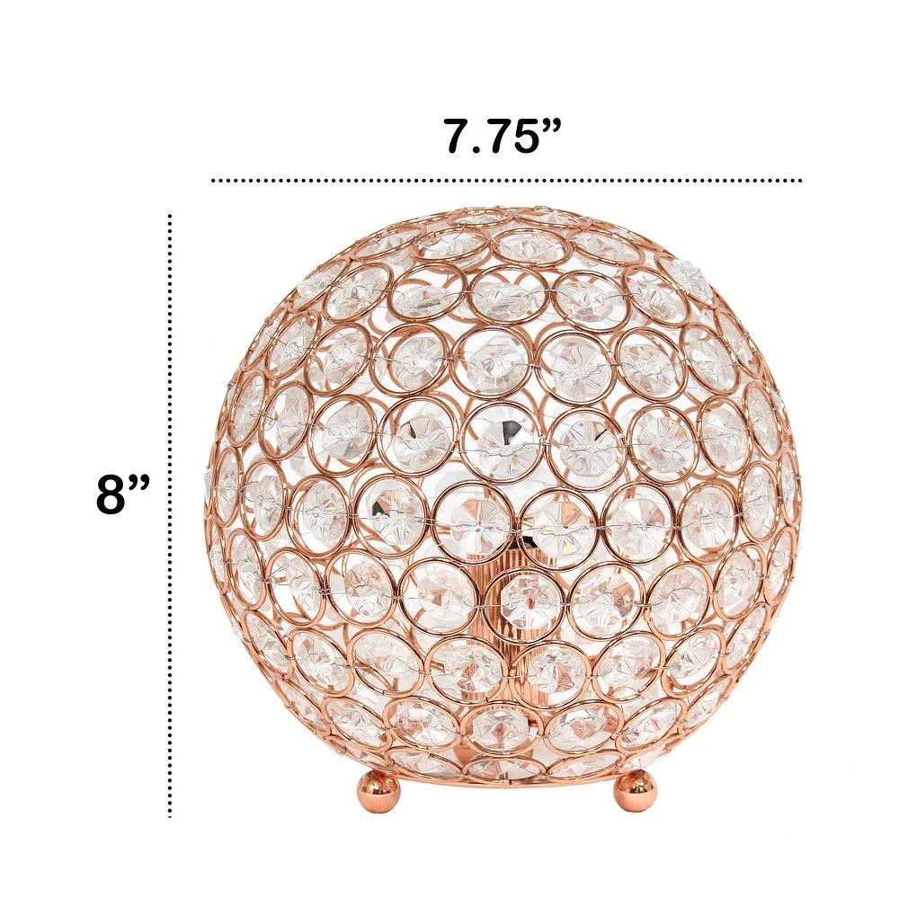 Elipse Medium 8" Metal Crystal Round Sphere Table Lamp