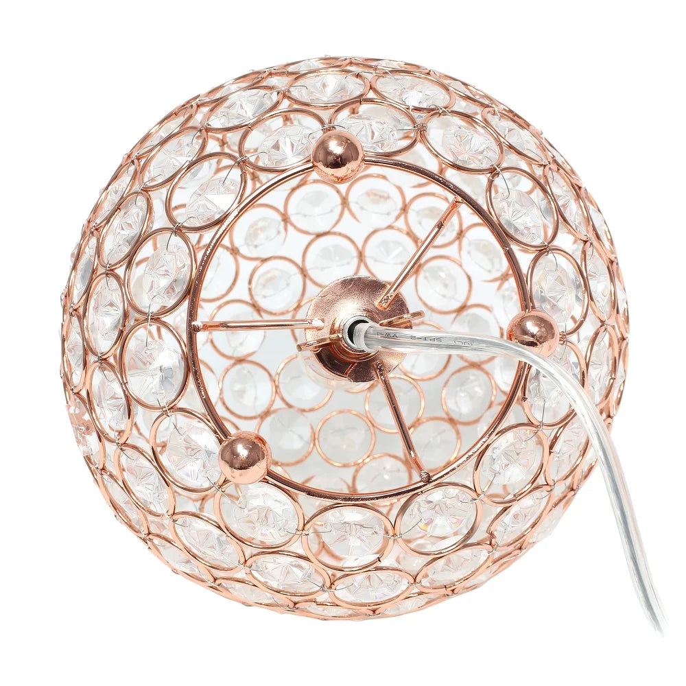 Elipse Medium 8" Metal Crystal Round Sphere Table Lamp