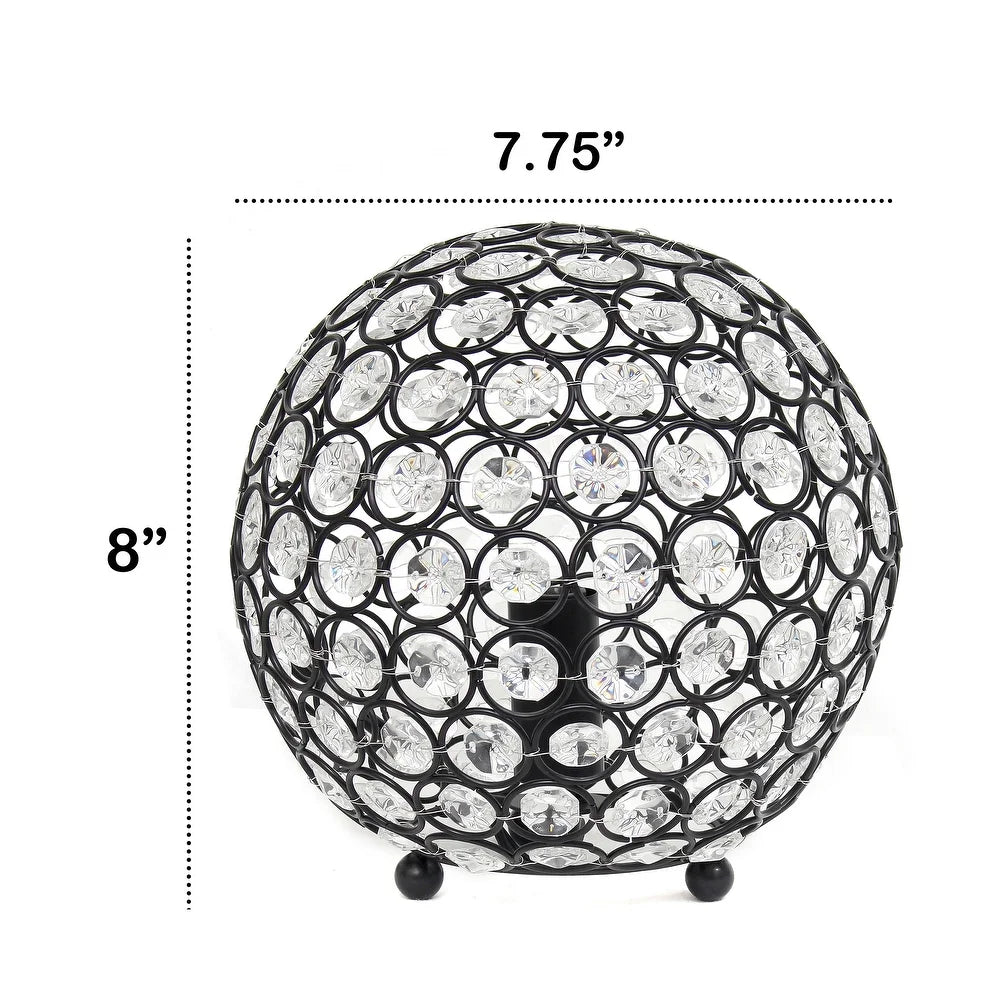 Elipse Medium 8" Metal Crystal Round Sphere Table Lamp