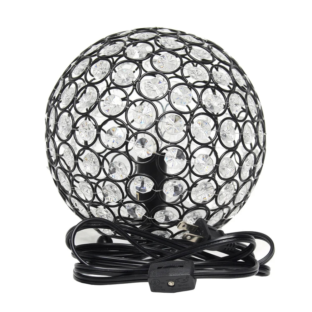 Elipse Medium 8" Metal Crystal Round Sphere Table Lamp