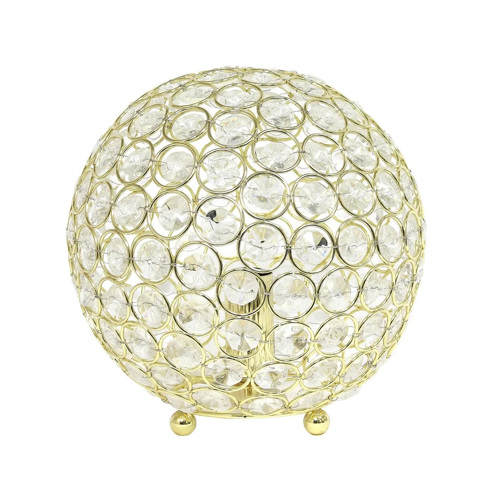 Elipse Medium 8" Metal Crystal Round Sphere Table Lamp