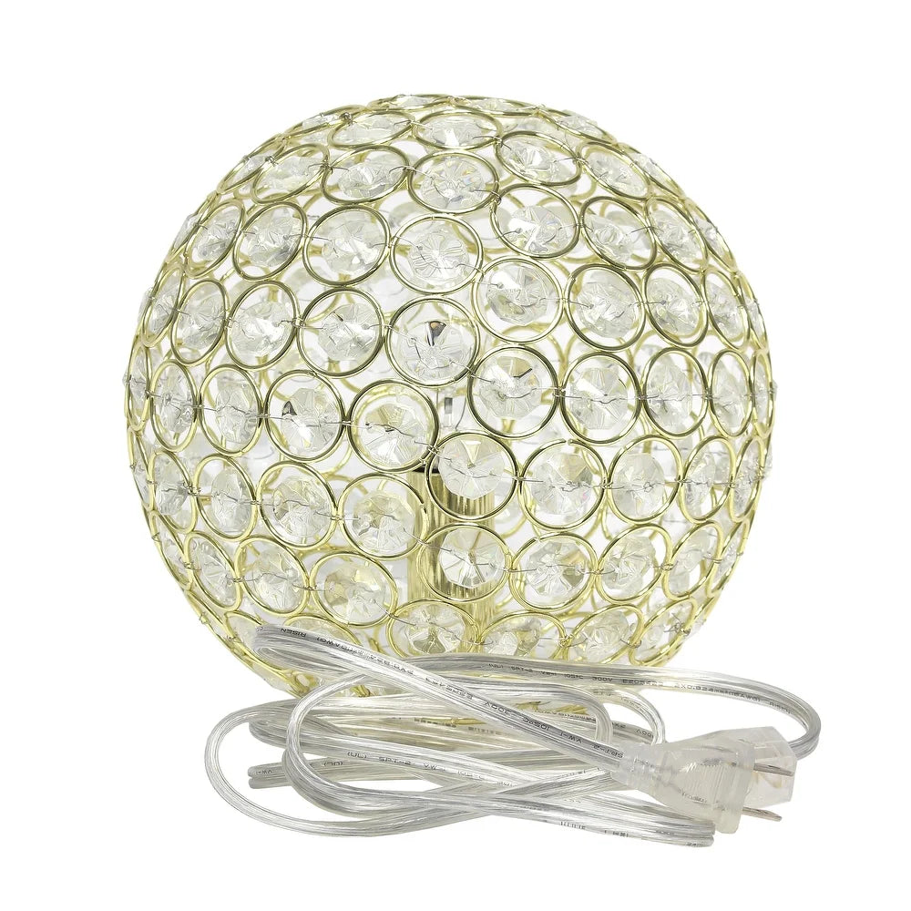 Elipse Medium 8" Metal Crystal Round Sphere Table Lamp