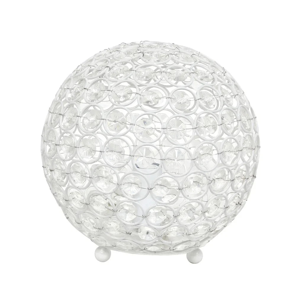 Elipse Medium 8" Metal Crystal Round Sphere Table Lamp