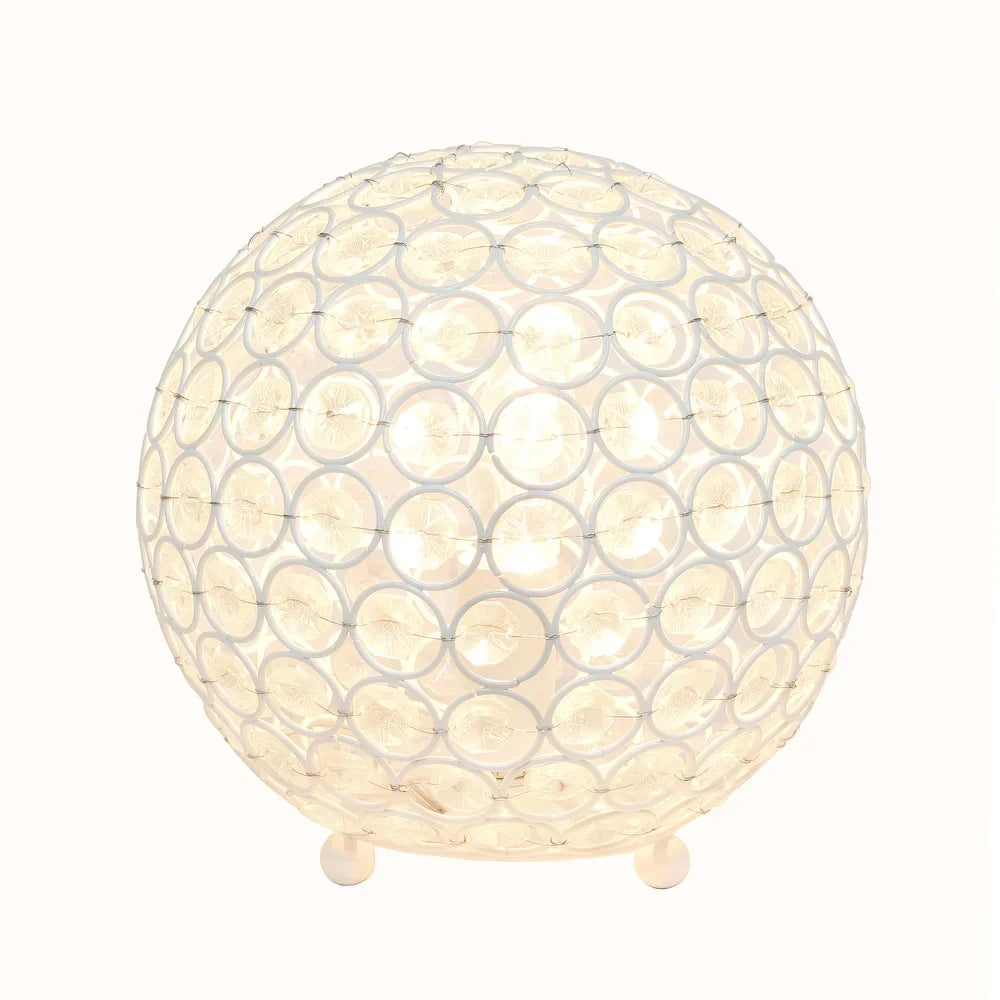 Elipse Medium 8" Metal Crystal Round Sphere Table Lamp