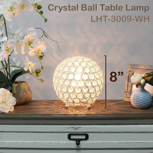 Elipse Medium 8" Metal Crystal Round Sphere Table Lamp