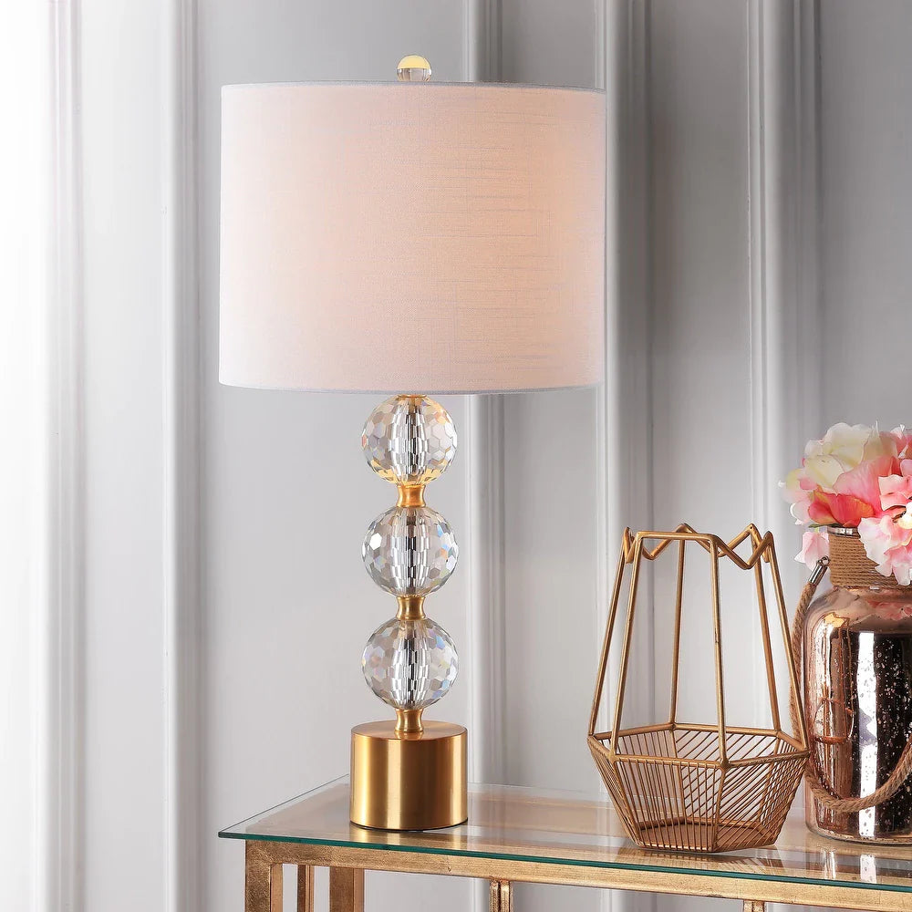 Elizabeth 25.25" Crystal LED Table Lamp, Clear/Brass