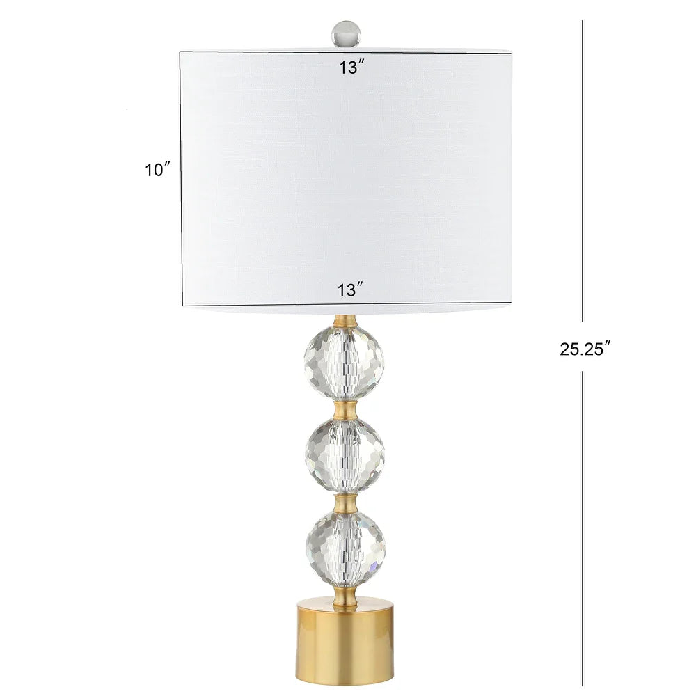 Elizabeth 25.25" Crystal LED Table Lamp, Clear/Brass