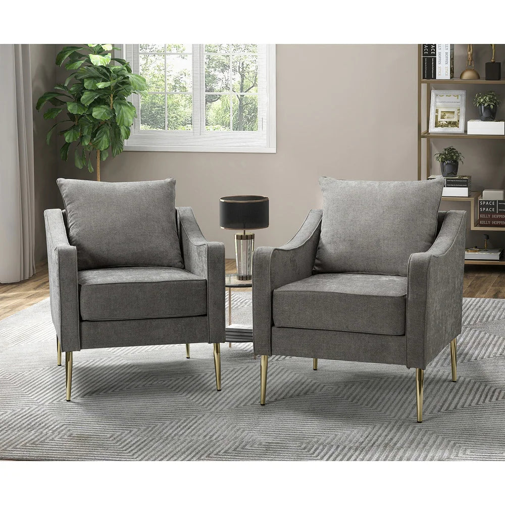 Epopeus Upholstered Accent Armchair with Metal Base Set of 2