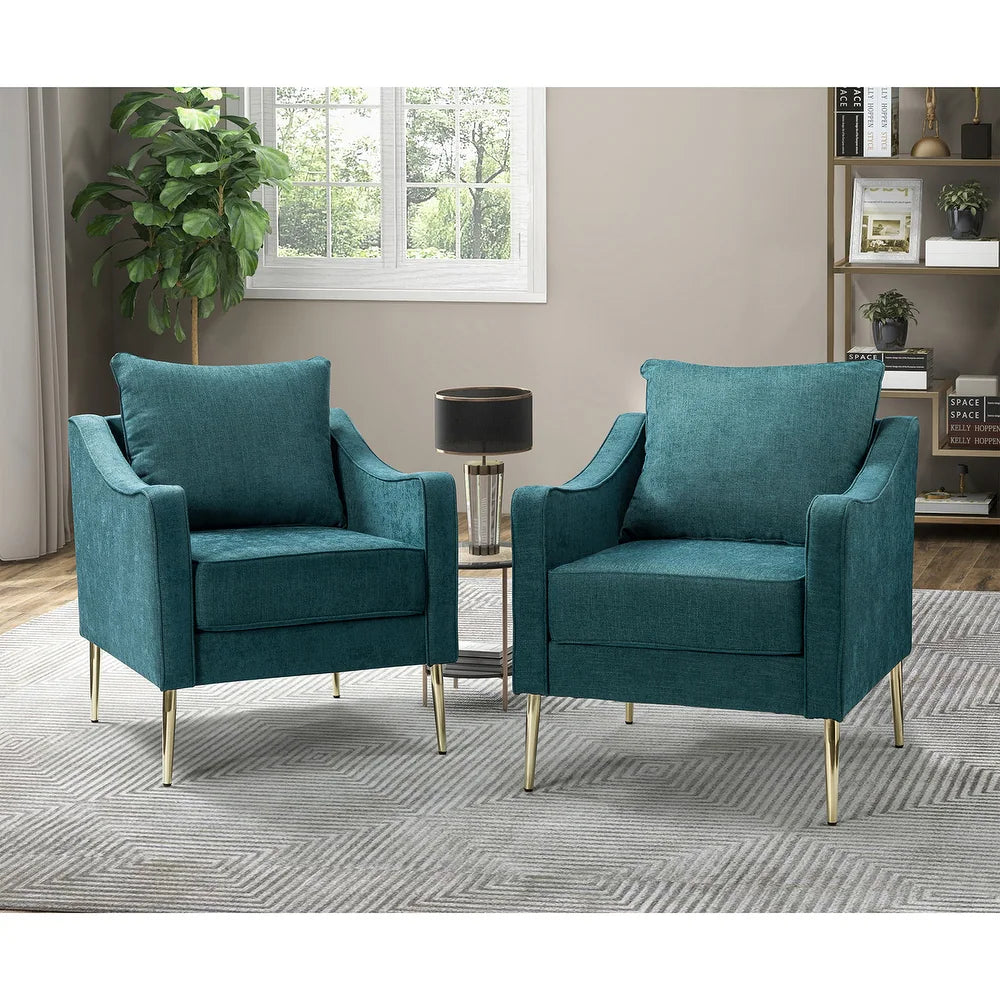 Epopeus Upholstered Accent Armchair with Metal Base Set of 2