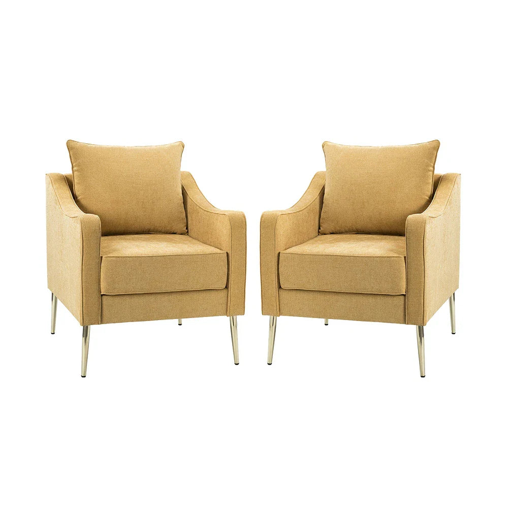 Epopeus Upholstered Accent Armchair with Metal Base Set of 2