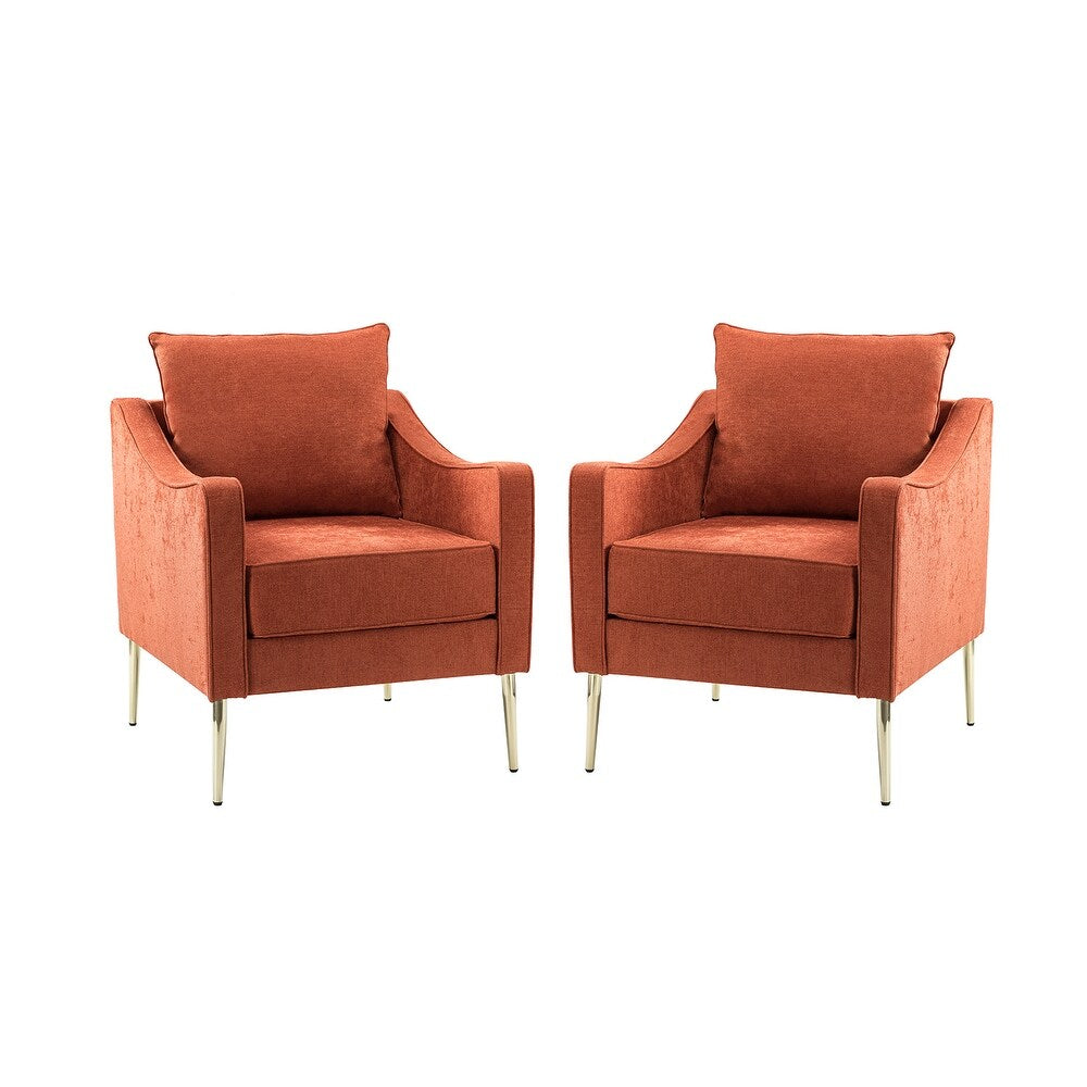 Epopeus Upholstered Accent Armchair with Metal Base Set of 2