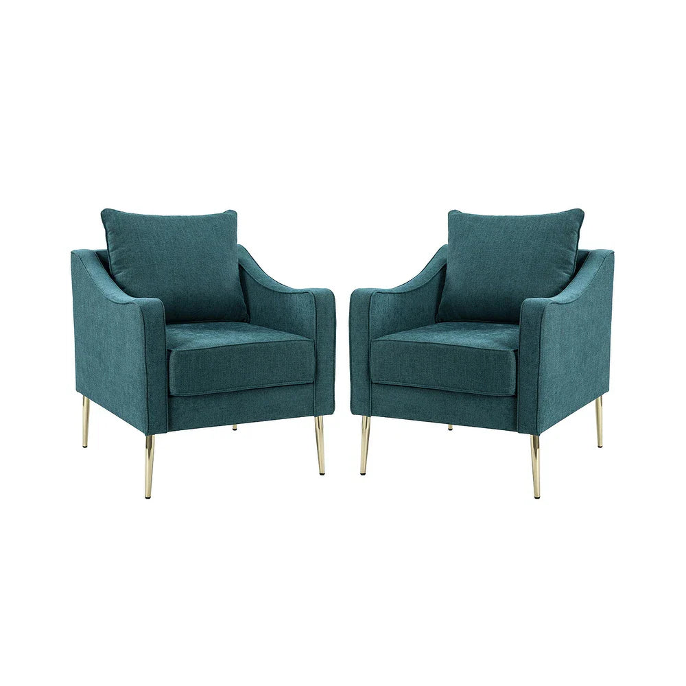 Epopeus Upholstered Accent Armchair with Metal Base Set of 2