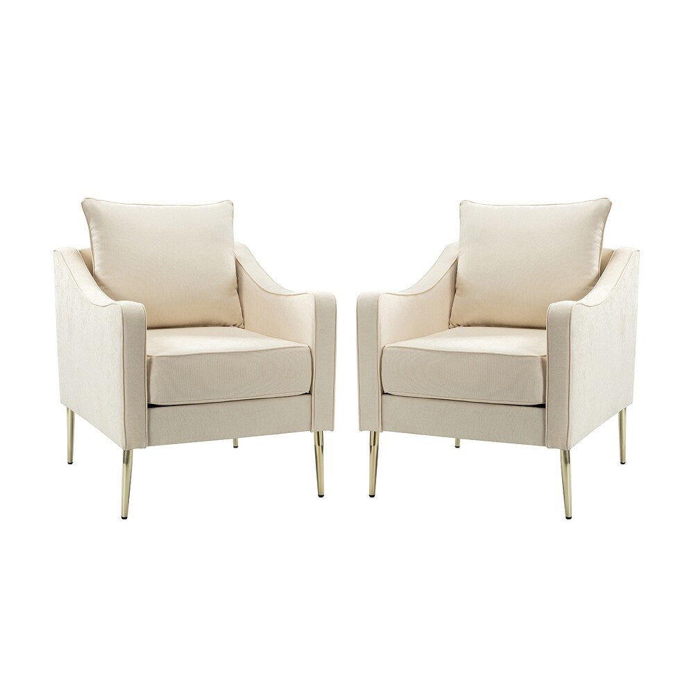 Epopeus Upholstered Accent Armchair with Metal Base Set of 2