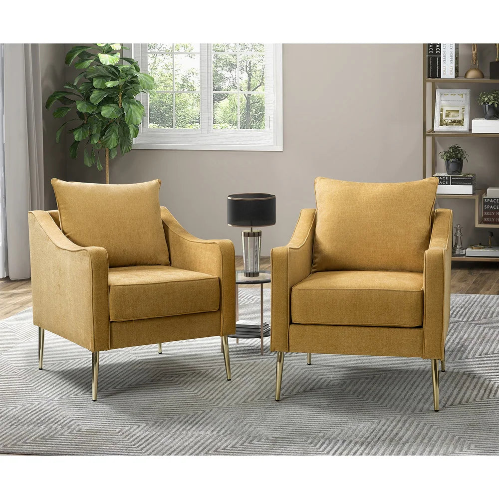 Epopeus Upholstered Accent Armchair with Metal Base Set of 2