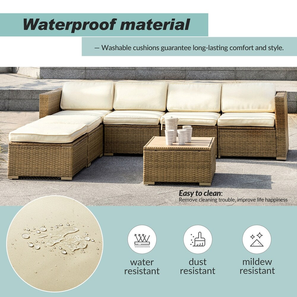 Estado Modern Rattan 6-Person Outdoor Conversation Sets with Cushions