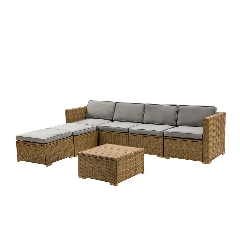 Estado Modern Rattan 6-Person Outdoor Conversation Sets with Cushions