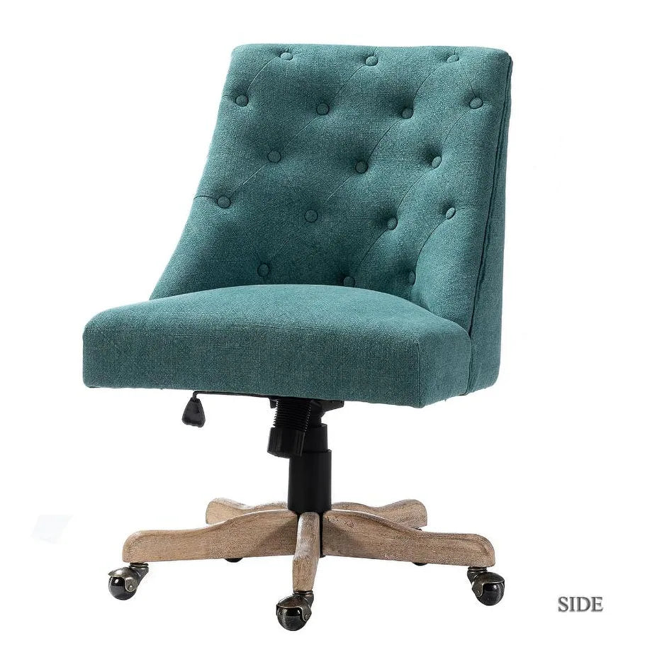 Estelle Swivel Tufted Task Modern Office Chair with Wood Base