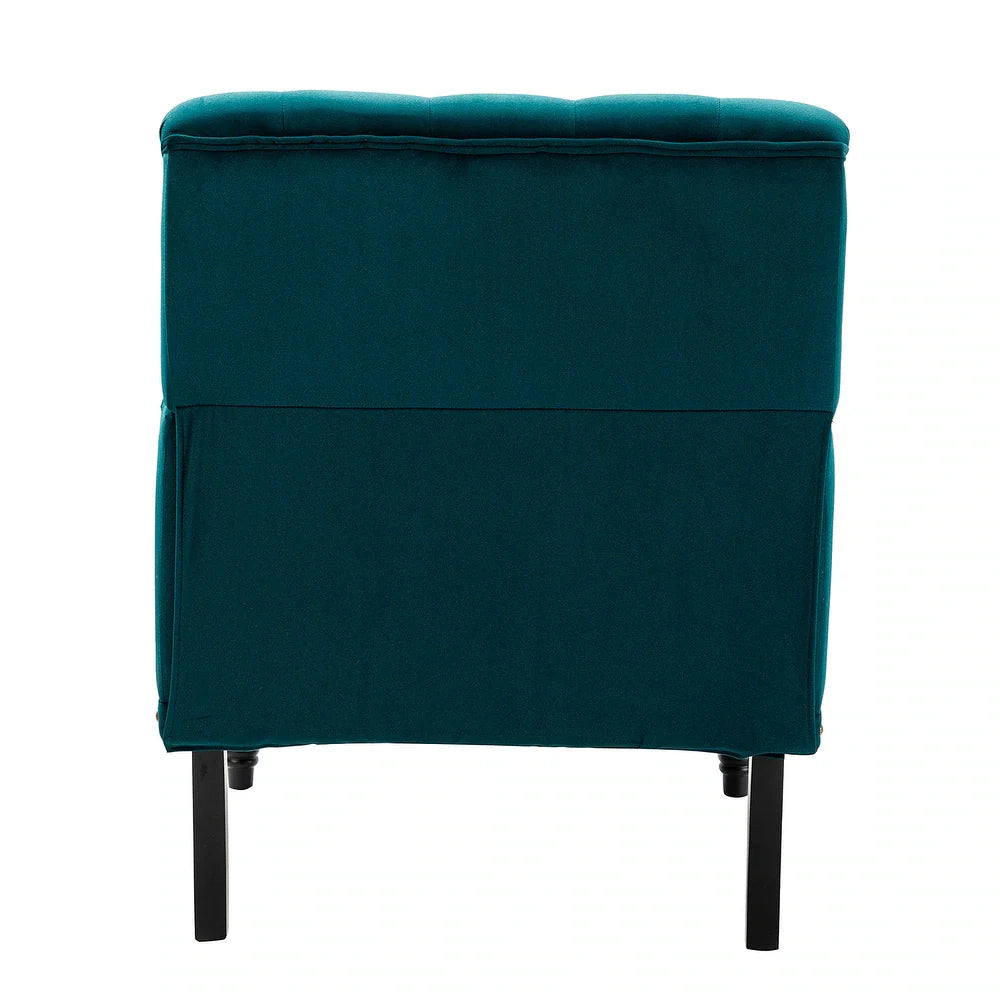 Geltrude Transitional Upholstered Button Tufted Club Chair with turned wooden Legs