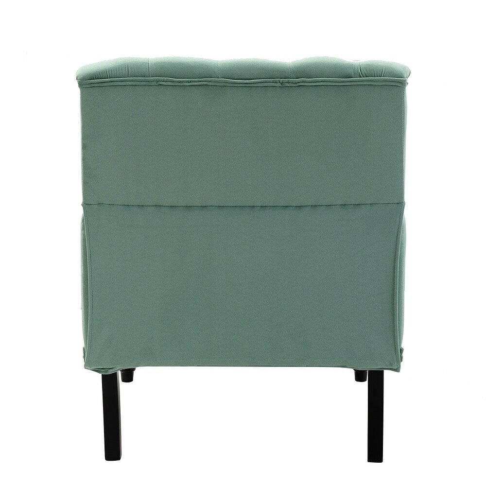 Geltrude Transitional Upholstered Button Tufted Club Chair with turned wooden Legs