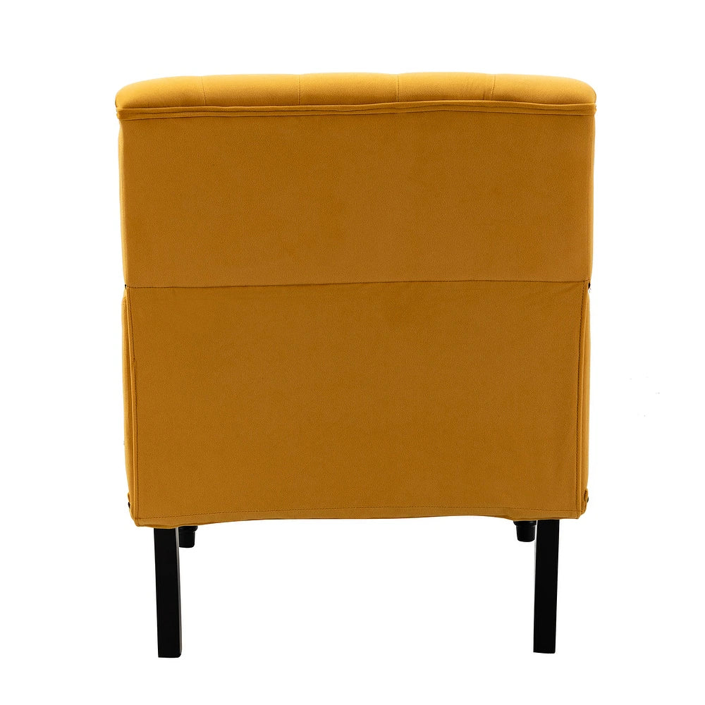 Geltrude Transitional Upholstered Button Tufted Club Chair with turned wooden Legs