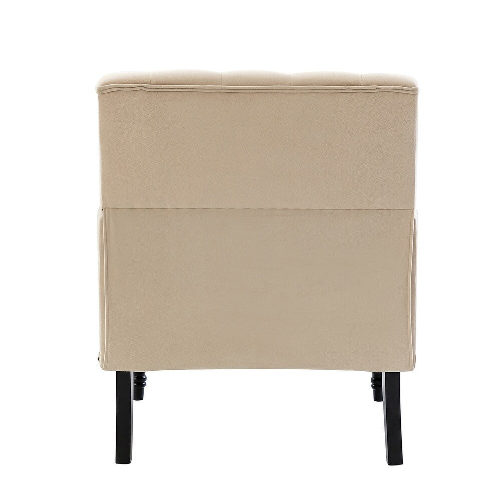 Geltrude Transitional Upholstered Button Tufted Club Chair with turned wooden Legs