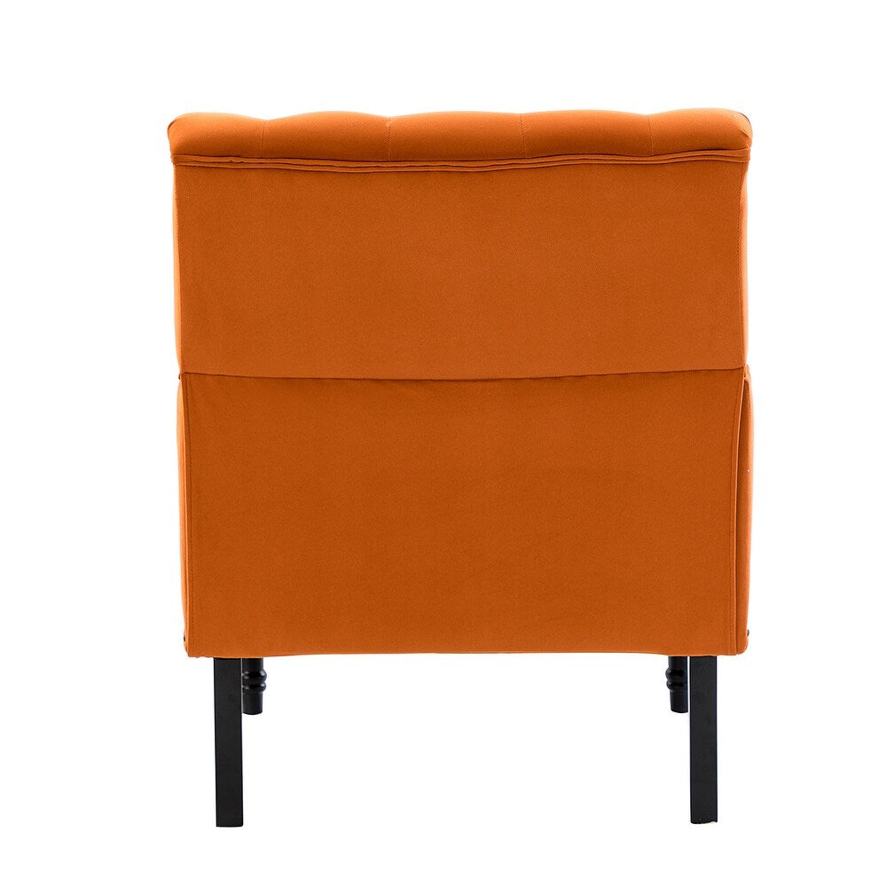 Geltrude Transitional Upholstered Button Tufted Club Chair with turned wooden Legs