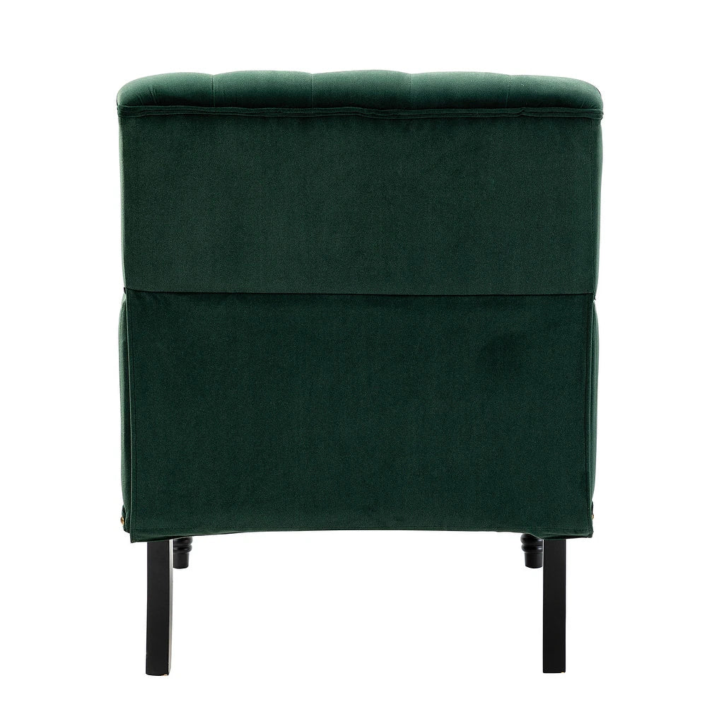 Geltrude Transitional Upholstered Button Tufted Club Chair with turned wooden Legs