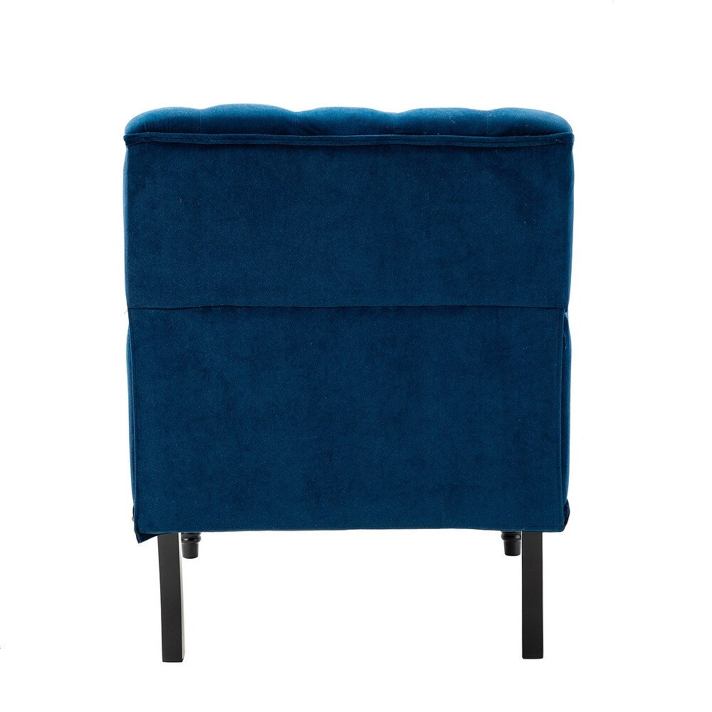 Geltrude Transitional Upholstered Button Tufted Club Chair with turned wooden Legs