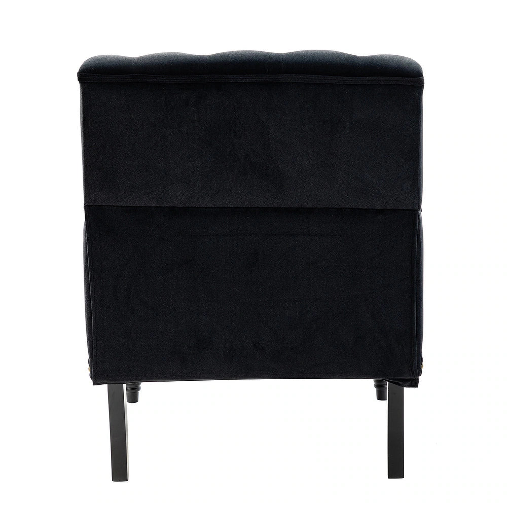 Geltrude Transitional Upholstered Button Tufted Club Chair with turned wooden Legs