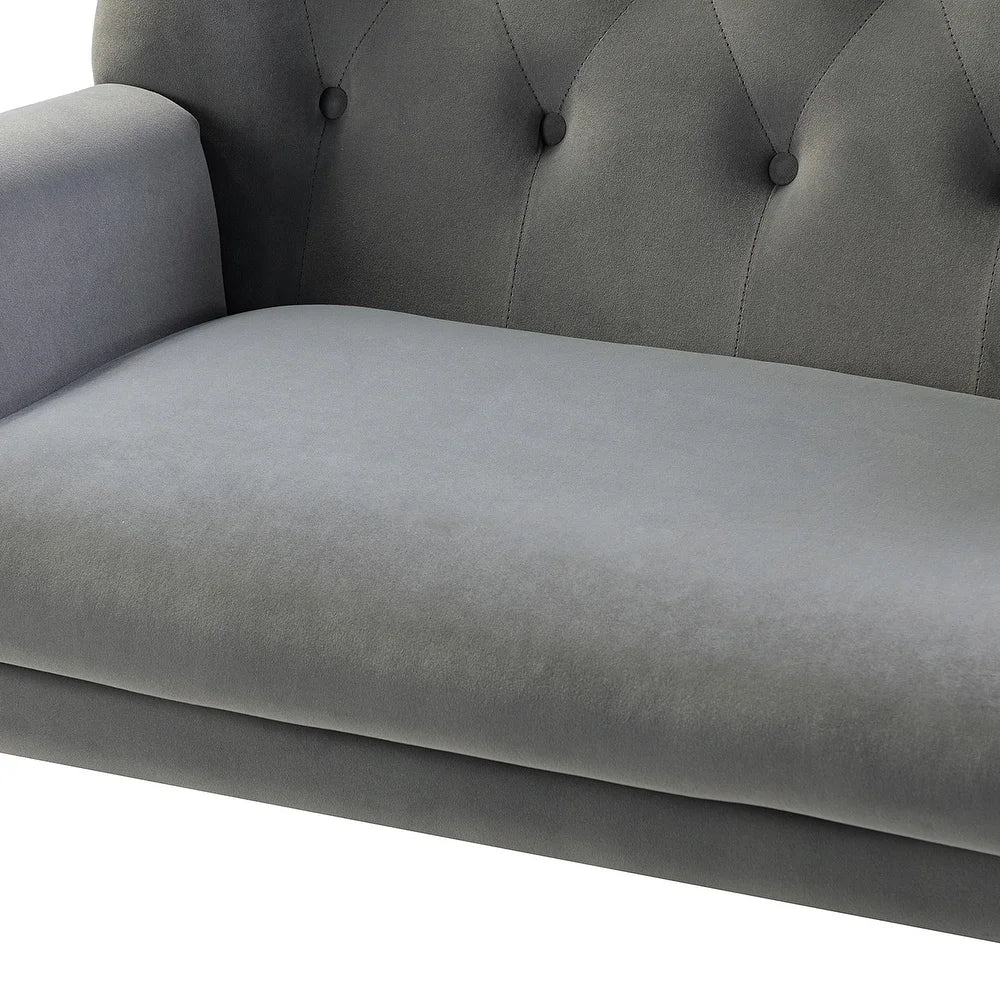 Eusebio Upholstered 50" Modern Curved Wingback Loveseat with Tufted Back