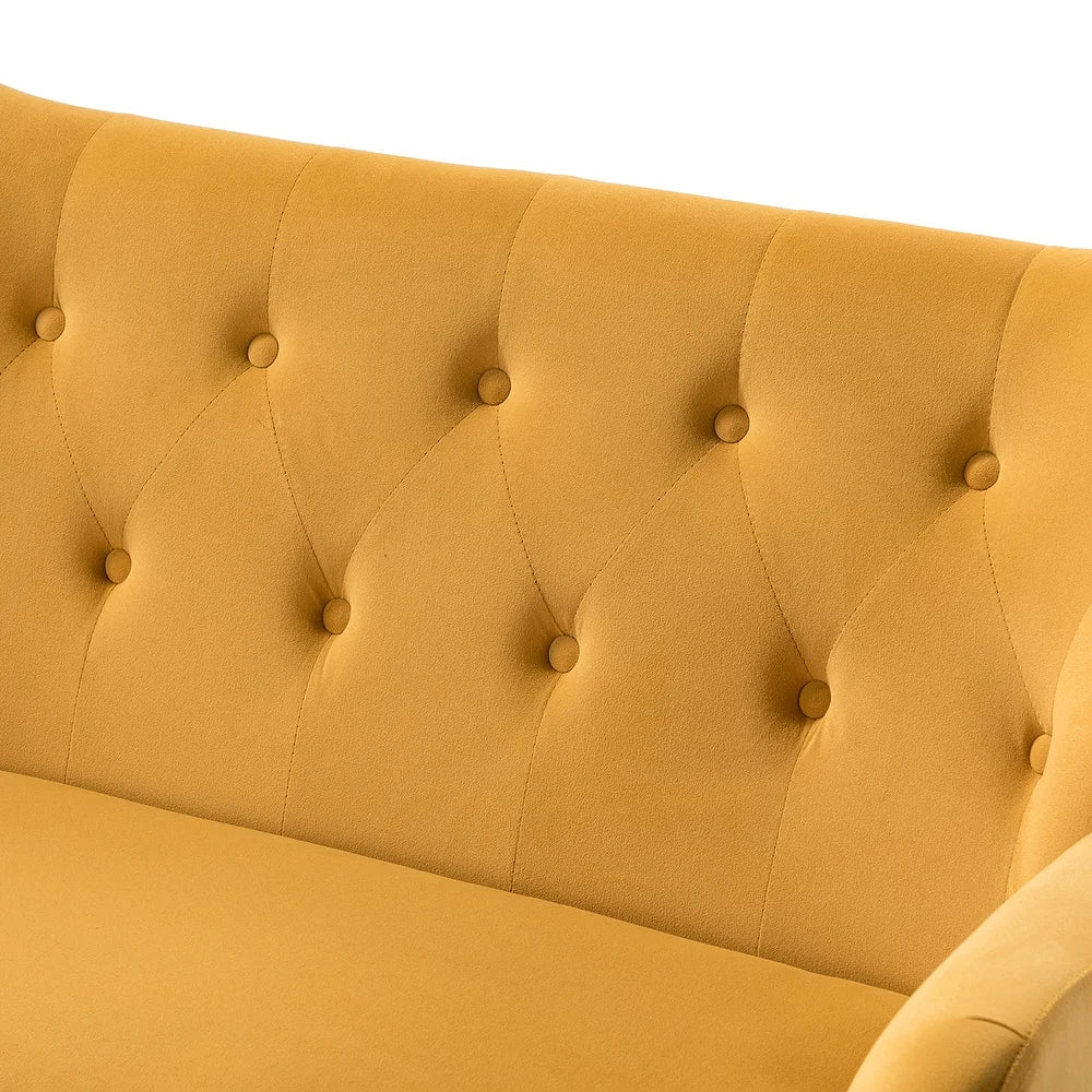 Eusebio Upholstered 50" Modern Curved Wingback Loveseat with Tufted Back