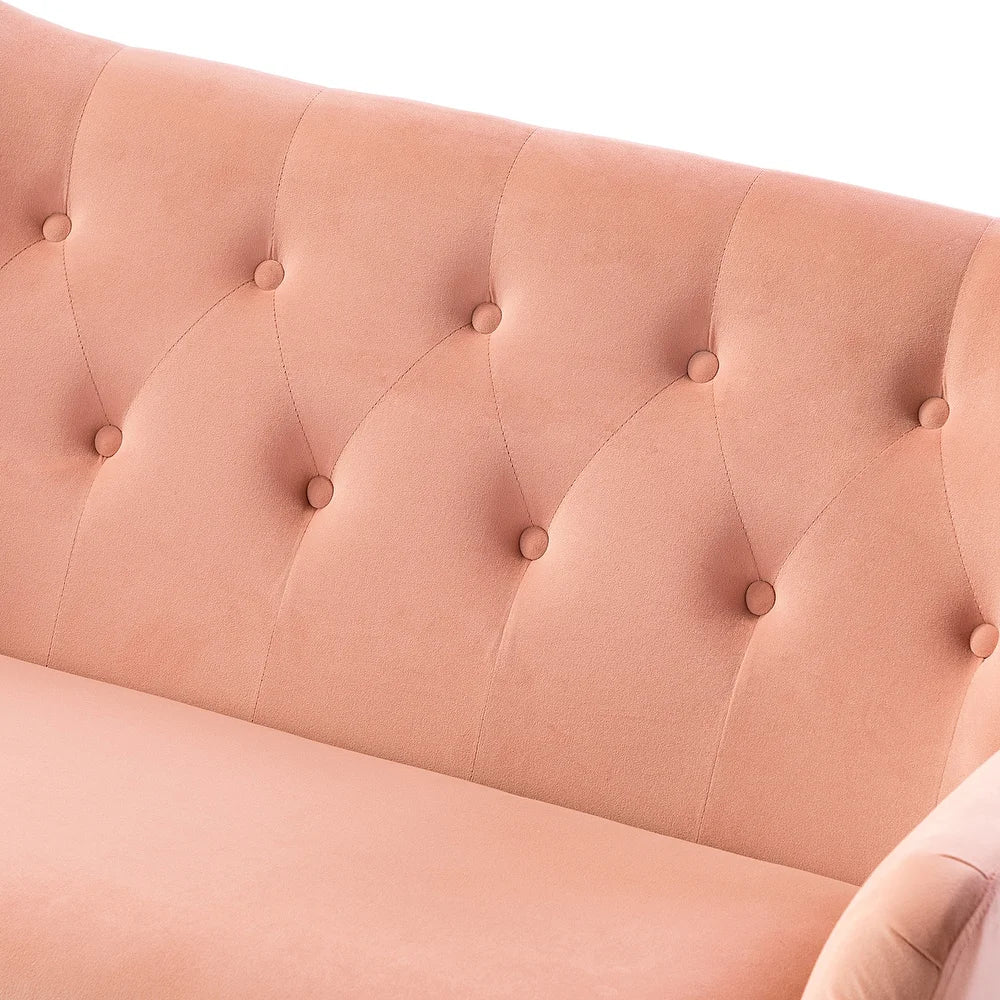 Eusebio Upholstered 50" Modern Curved Wingback Loveseat with Tufted Back