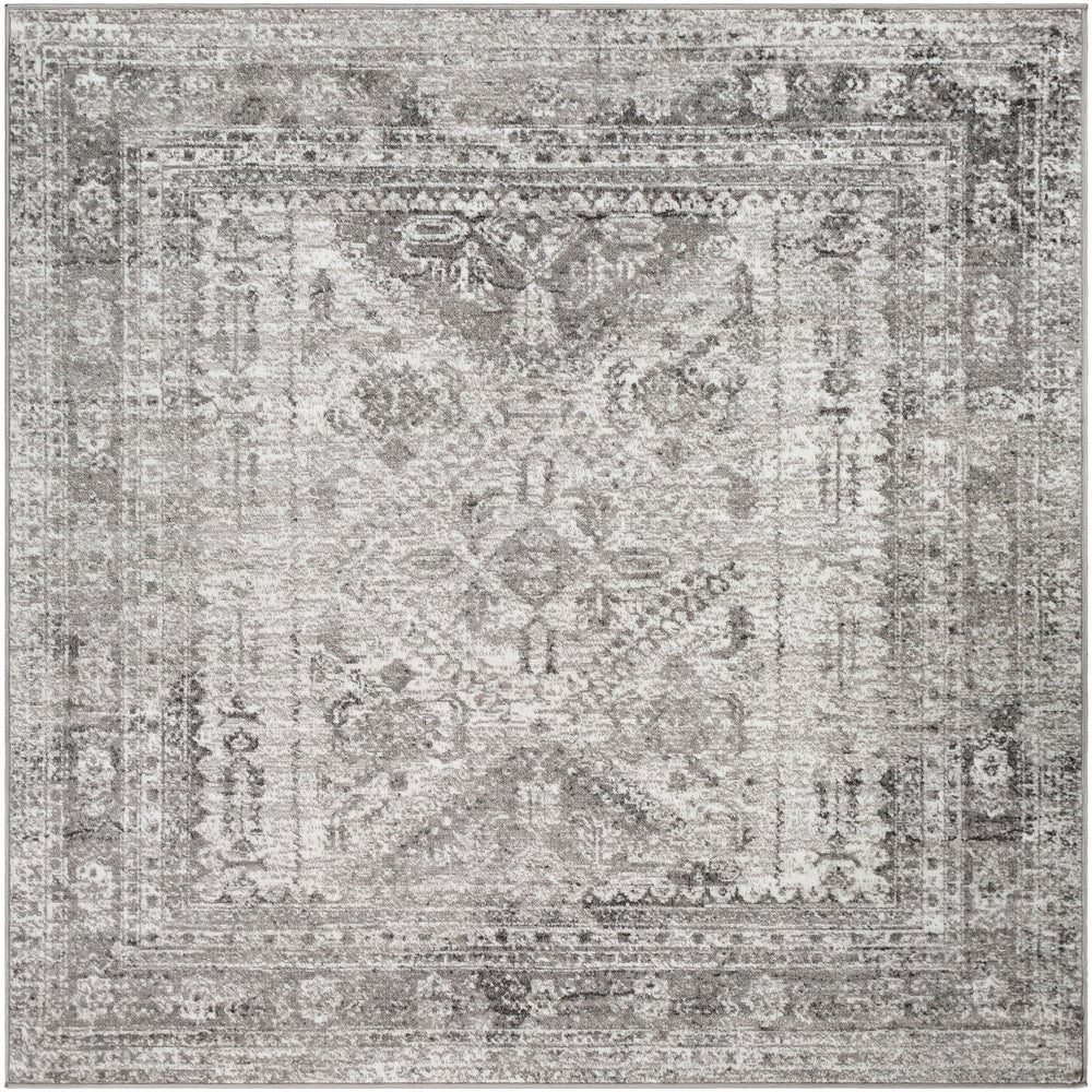 Oriental Charcoal Light Gray White Area Rug