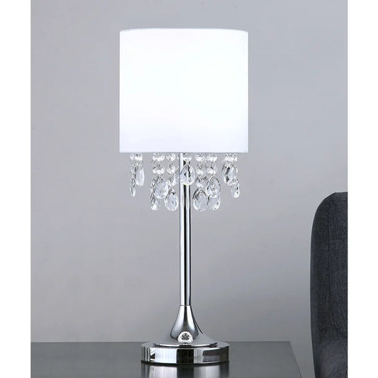 FLORENCE 22"H Crystal Pendants Table Lamp, White