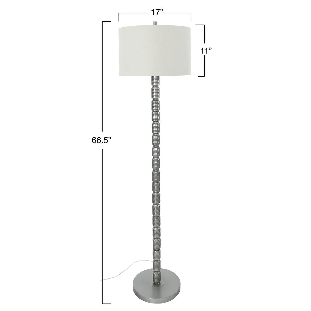 Faceted Metal Floor Lamp with Stacked Column Design - Grey