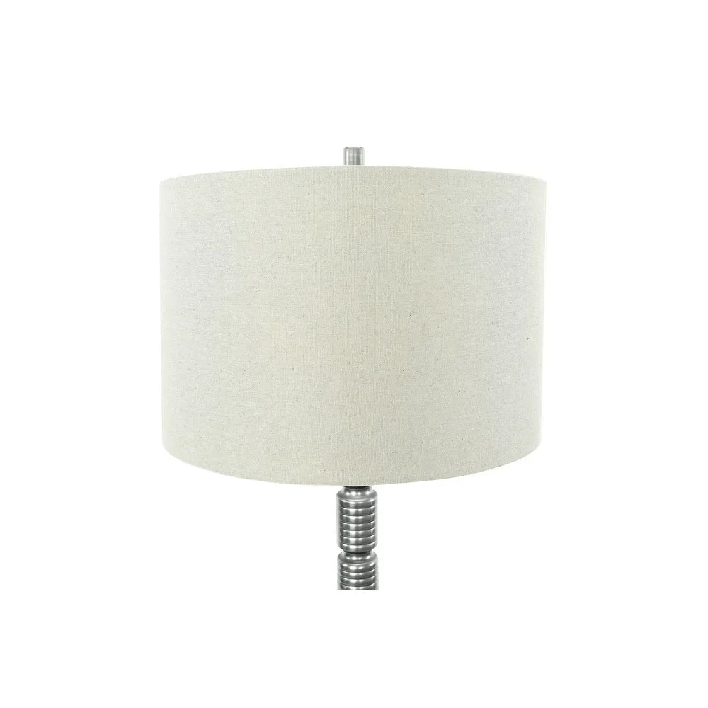 Faceted Metal Floor Lamp with Stacked Column Design - Grey