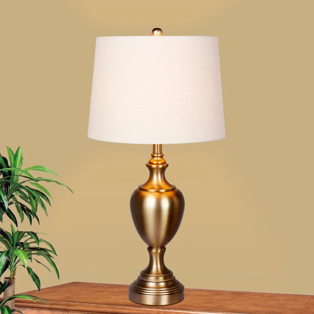 Fangio Lighting's #1566AG 30 in. Urn w/Pedestal Base Metal Table Lamp in Plated Antique Gold