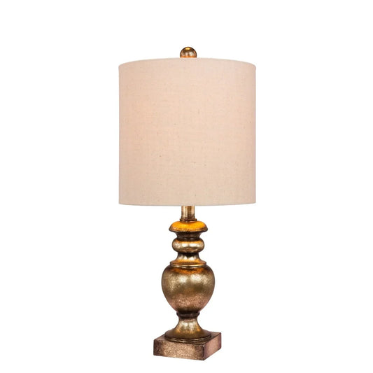 Fangio Lighting's 6235GB 23 in. Textured Urn Resin Table Lamp in a Gold Leaf with Brown Wash Finish