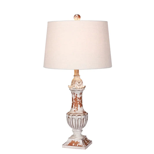 Fangio Lighting's #6245AM 29.5 in. Distressed Decorative Urn Resin Table Lamp in Antique Metallic