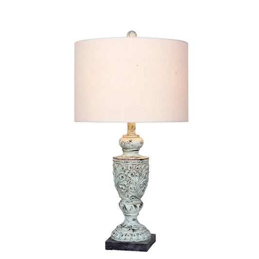 Fangio Lighting's #6248BLU 26.5 in. Decorative Urn Resin Table Lamp in Antique Blue