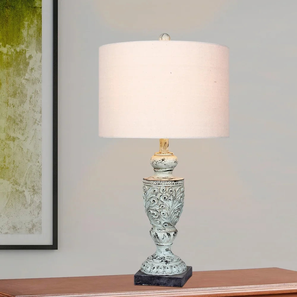 Fangio Lighting's #6248BLU 26.5 in. Decorative Urn Resin Table Lamp in Antique Blue